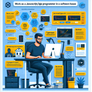 Praca jako programista JavaScript/TypeScript w dziedzinie rozwoju aplikacji internetowych w software house.